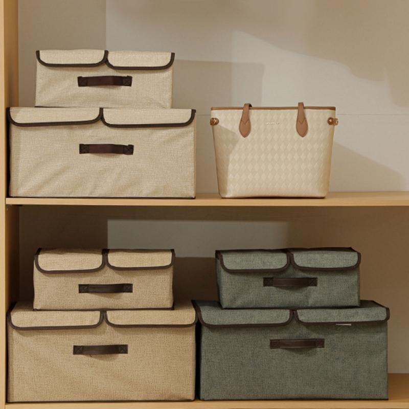 Space Saving Foldable Clothing Organizers Box Nonwoven Fabric Storage Container With Dividers And Protective Cover