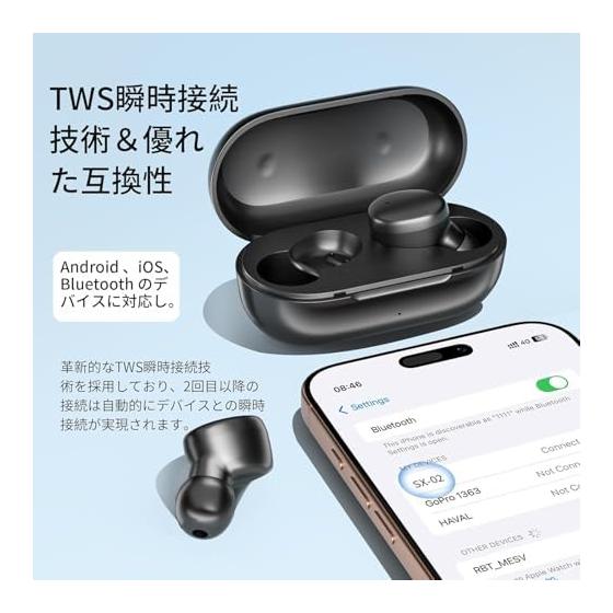 Bluetooth earphones, wireless earphones, volume adjustment [equipped with 2025 latest EDR + Bluetooth 5.4] Compatible with iPhone/Android/Pad,