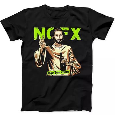 Gesù Non Fidarti Mai di un Hippie NOFX Regalo Musicale Maglietta Nera 204