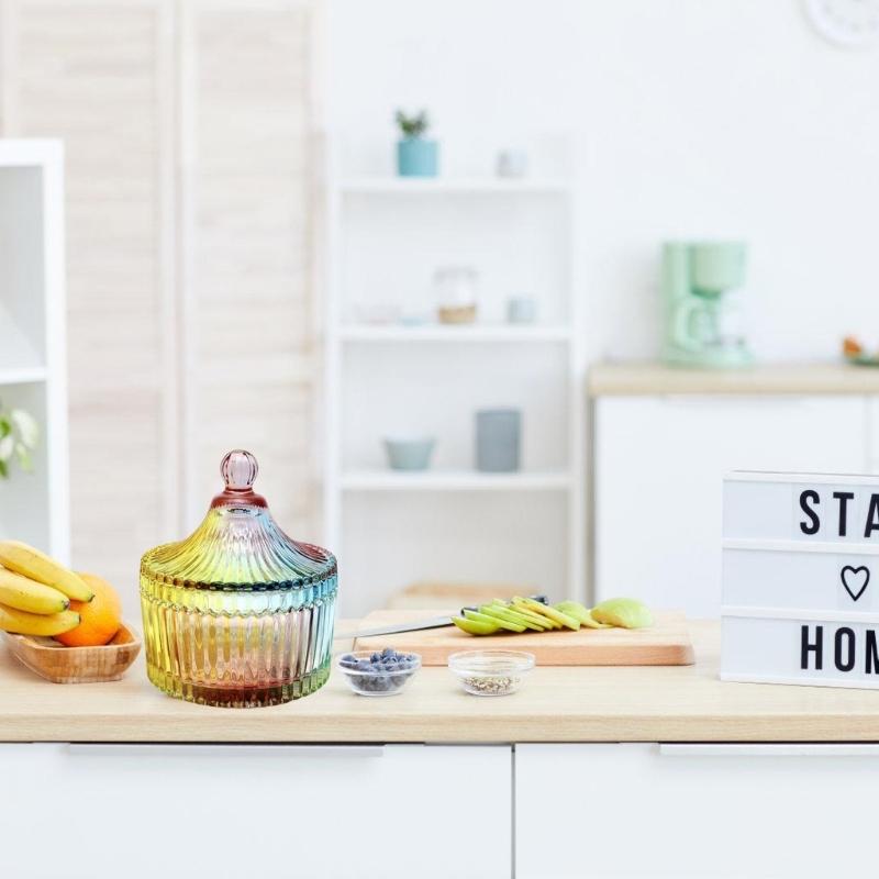 Künstlerisches Glas Süßigkeitenglas Robuster Küchenaufbewahrungsbehälter Dekorative Haushaltsakzentstücke