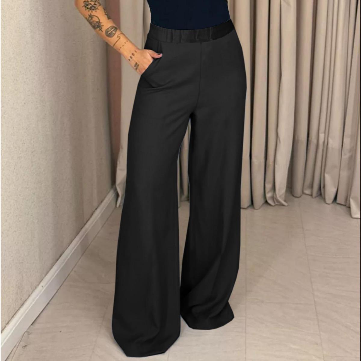 Fall Winter Women s Solid Color Casual Trousers, Slim Fit Drapey Casual Pants, Fashion Crossborder Women Bottoms S чёрный