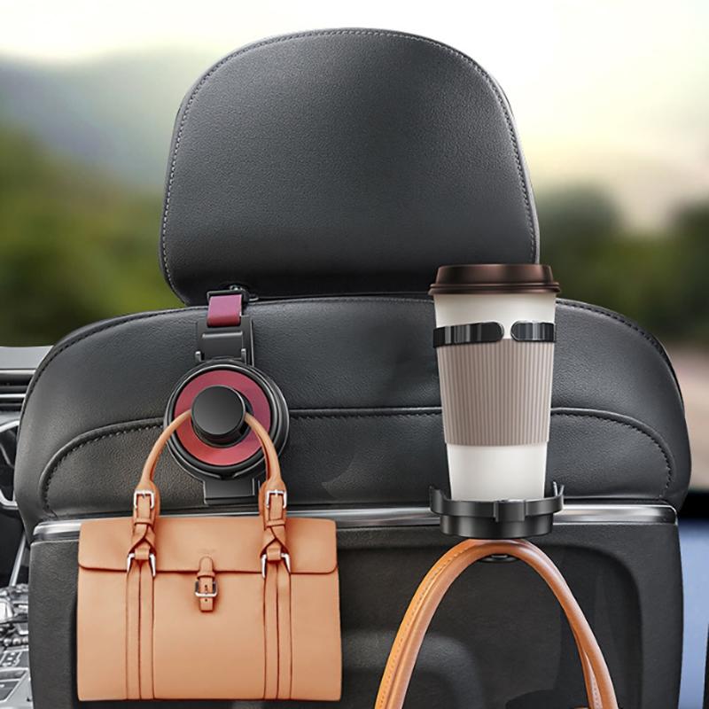 3-In-1 Cup Holder Cell Phone Holder Bag Hook For Car Seat Multifunctional Seat Back Organizer Storage Car Headrest Clip Hook