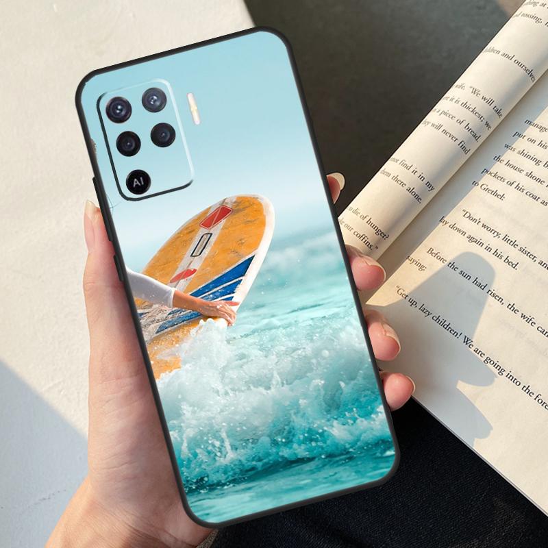 Surf Surfboard Case For Oppo A80 A60 A40 A78 A38 A18 A98 A58 A96 A76 A16 A94 A74 A54 A15 A17 A57 A77 A5 Pro