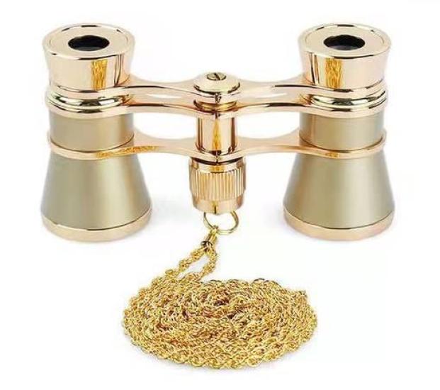Concert Binoculars, Opera Glasses, Live Performance Binoculars, Shock-proof, Waterproof, Gift for Women, Center Focus, Strap, Storage Bag, Metal