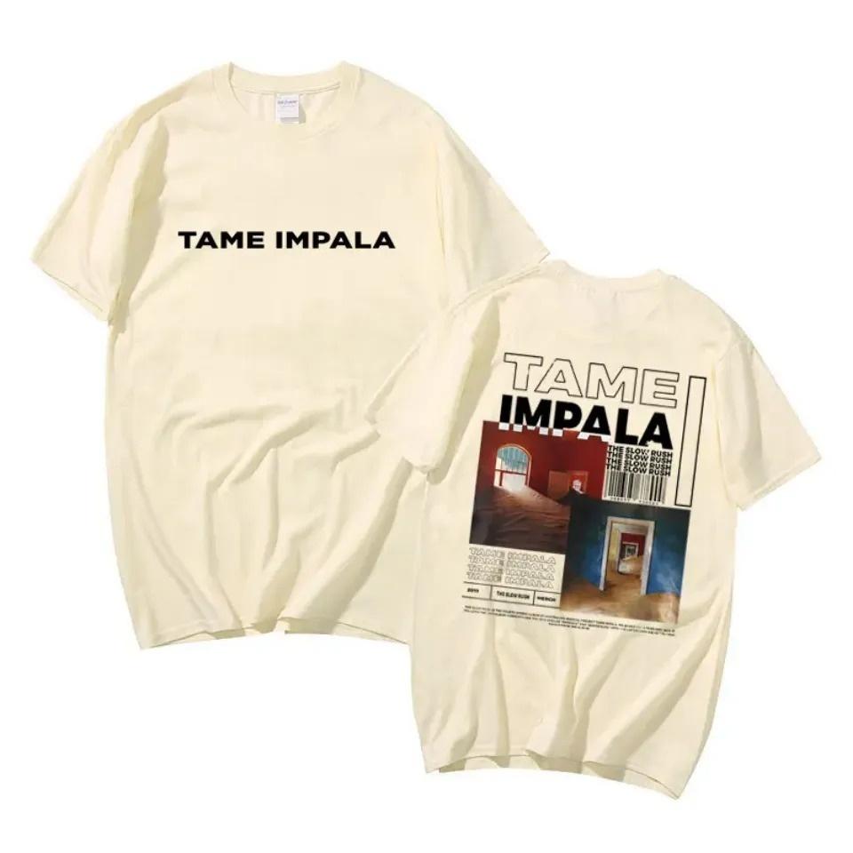 

2025 Crew Neck T - Shirt with Tame Impala The Slow Rush Creative - Inspired Graphic Featuring Music Art for Fans Tame Impala 4XL