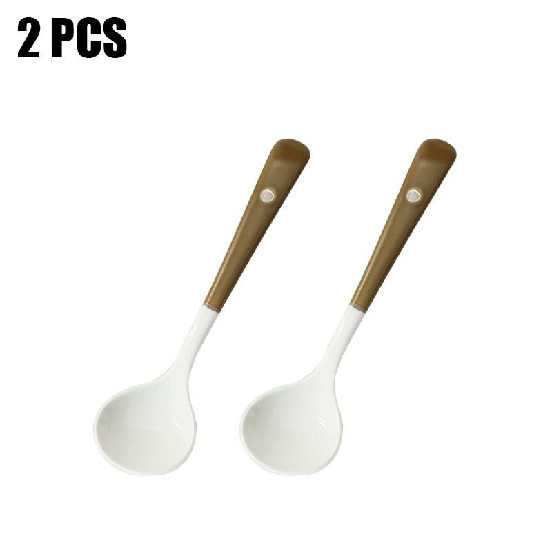 2 PCS Porcelain Soup Spoon Round-Bottom Ceramic Chinese Style Spoons for Home and Restaurant, Use for Coffee, Tea, Yogurt and Desserts, 6.7 inch
