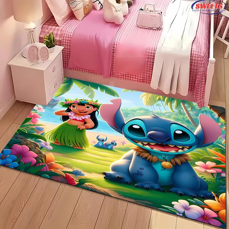 NO.3 Disney Lilo & Stitch Temalı Halı! Yatak Odası Oturma Odası Yatak Matı, Kaymaz Zarif Ev Dekorasyonu, Dayanıklı Makinede Yıkanabilir Halı