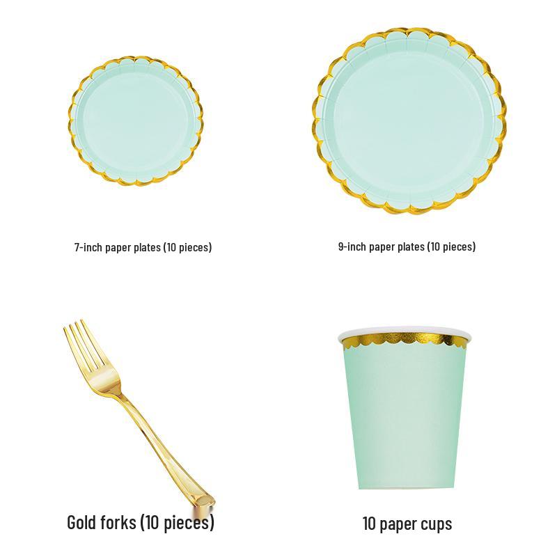 Disposable Party Supplies Set: Paper Plates and Cups for Birthdays and Weddings