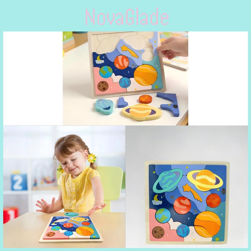 Wooden Baby Early Education Pasting Book With Planet Themes For Toddler Learning Toys