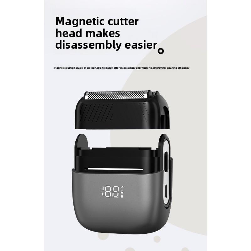 Revolving Razor Electric Mini Three-blade Multi-head Digital Shaving Kit with Magnetic Blade Heads, Water-washable, Portable