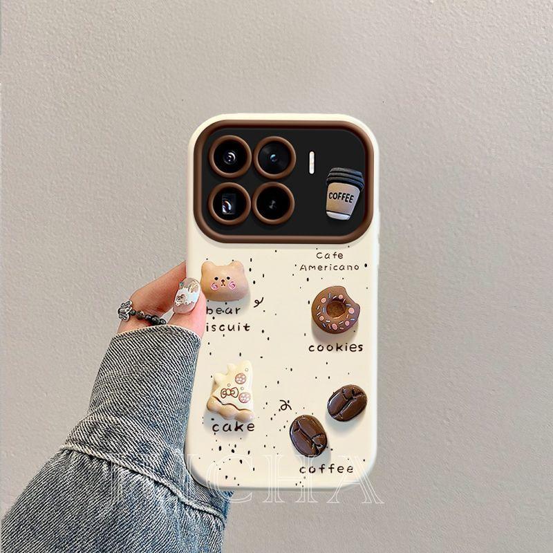 Applicable To Xiaomi Mi 15 Mobile Phone Case Ins Wind All-inclusive with Lanyard 14pro Anti-drop 13 All-inclusive 12 Three-dimensional Coffee Bear