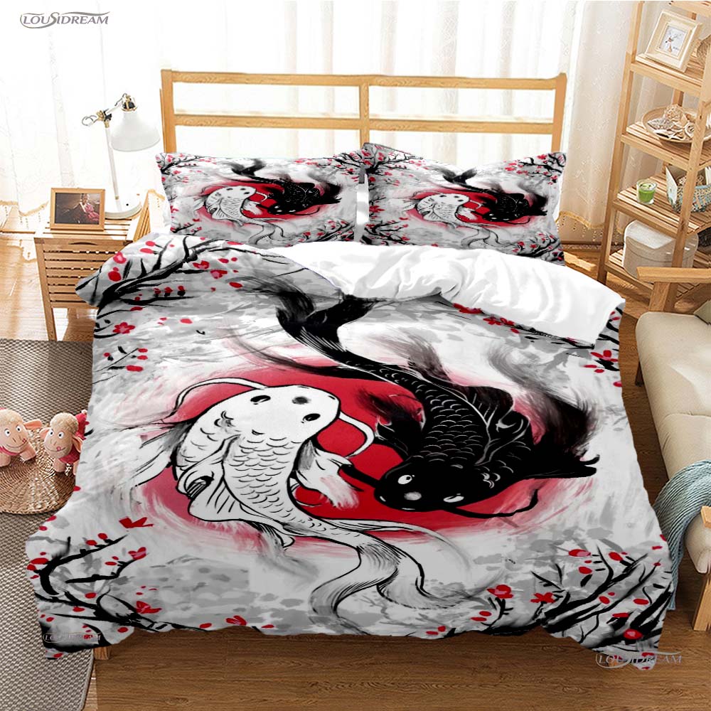 Comforter Yin Yang Koi Fish Casal All Season Duvet Luxury Bedding Set Soft And S Teen Single/Double/Queen/King