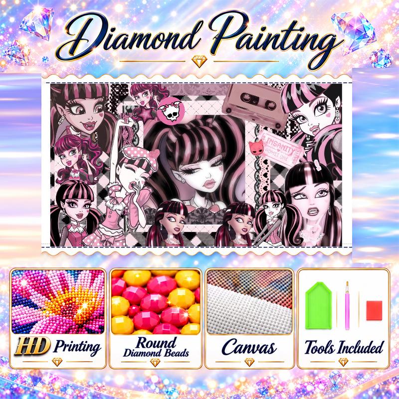 Monster High Diamond Painting Kit 5D Full Drill DIY Diamond Mosaic Wall Art Home Decor