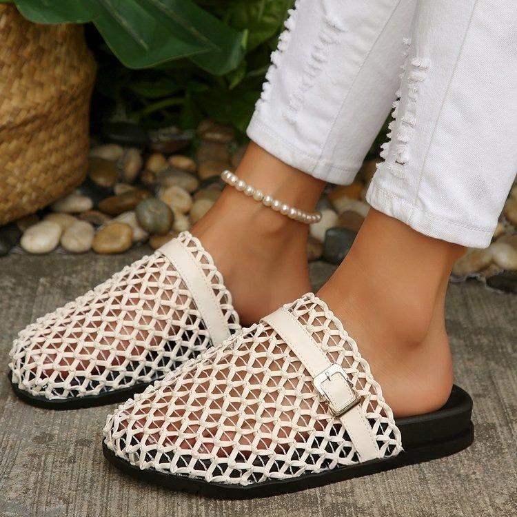 Grubosolne, Wysokie Damskie Buty z Oddychającymi Klapkami Plażowymi w Stylu Sandałów