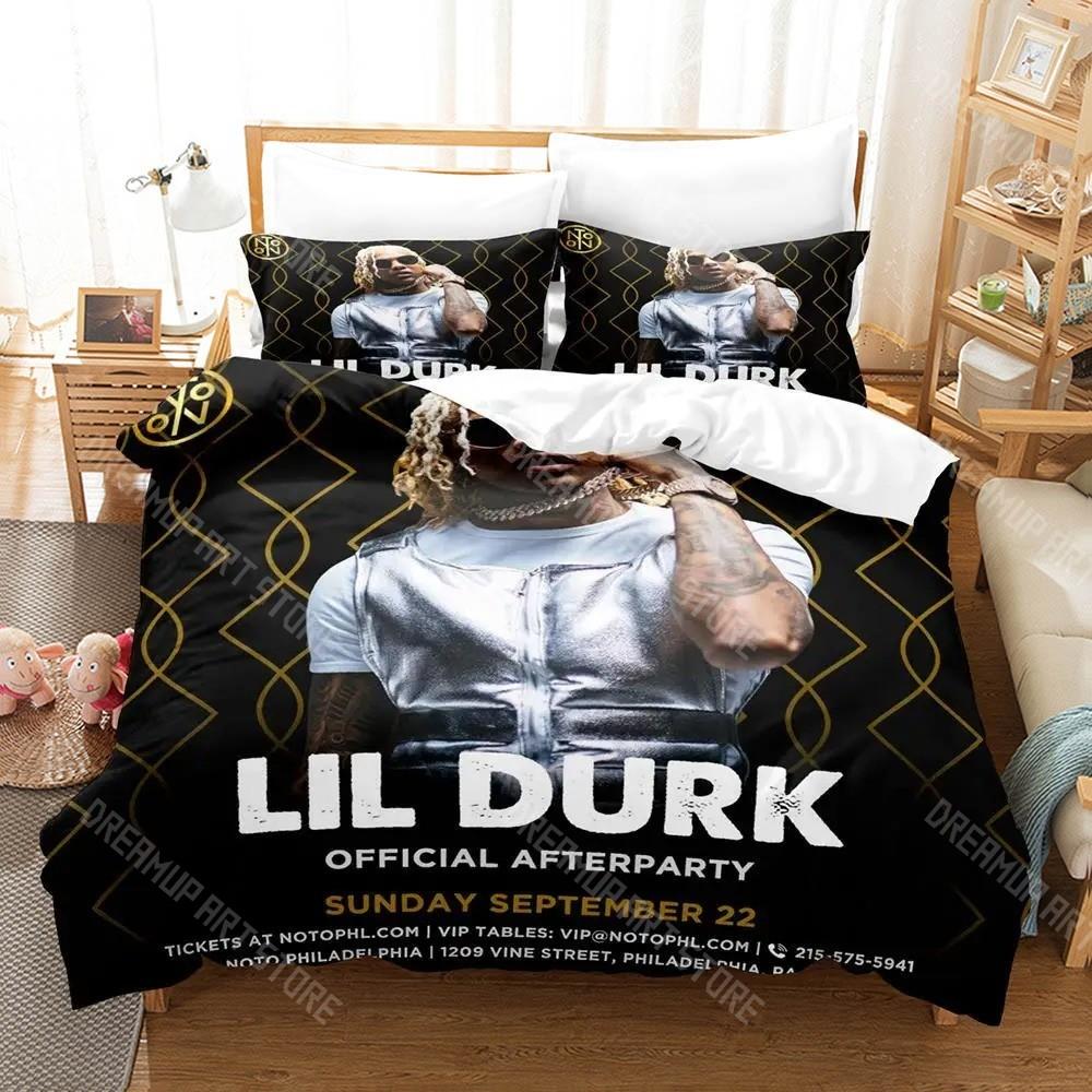 3D Printed Lil Durk Rapper Bedding Set for Boys Girls Duvet Cover Pillowcase Twin Queen King Full Single Double Sizes
