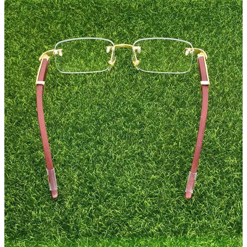 RSINC Rimless WOOD frame/eyeglass/Spectacle, Golden Brown 55-18-140 JL186306162779