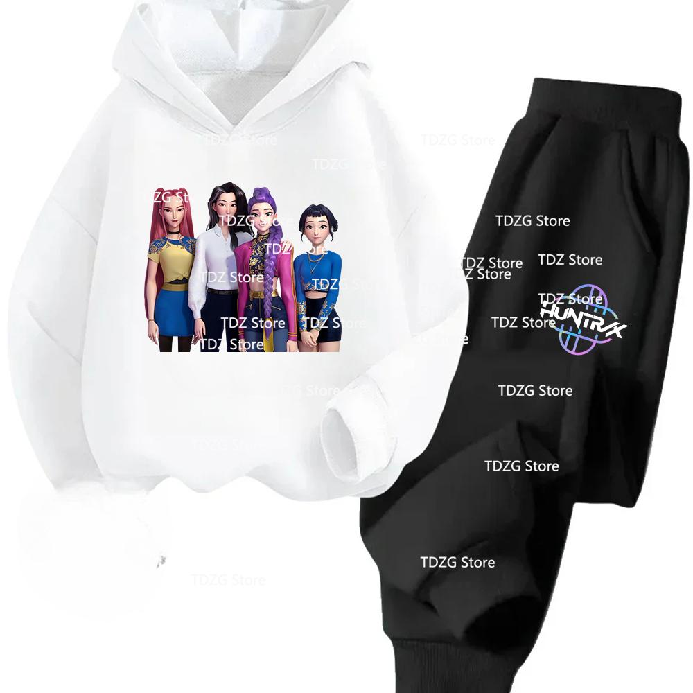 Hot Movie KPop Witch Hunter Group Fleece Hooded Children's Set Hoodies+Pants Suit Fashion Boy Girl Sport Tracksuit Autumn Winter