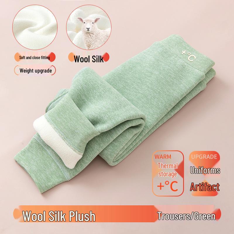 Kids' Plus Velvet Thick Base Layer Pants - Warm Pants for Middle & Primary School Students (Autumn/Winter)