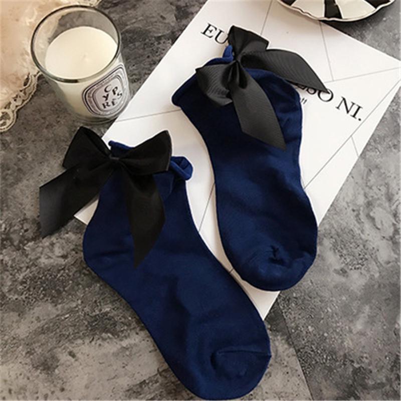 27 Colors.Chic Streetwear Women's Lovely Candy Color Bow Socks.Casual Female Contrast Color Short Socks.Cute Ladies Bow Knot Sox