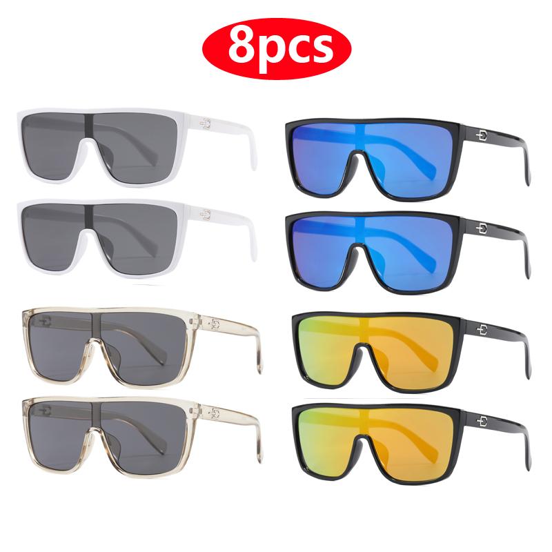 

8 шт. Большие квадратные солнцезащитные очки Женские Мужские Цельные очки Бренд Солнцезащитные очки Уличные очки Велоспорт Вождение Защитные очки Спорт