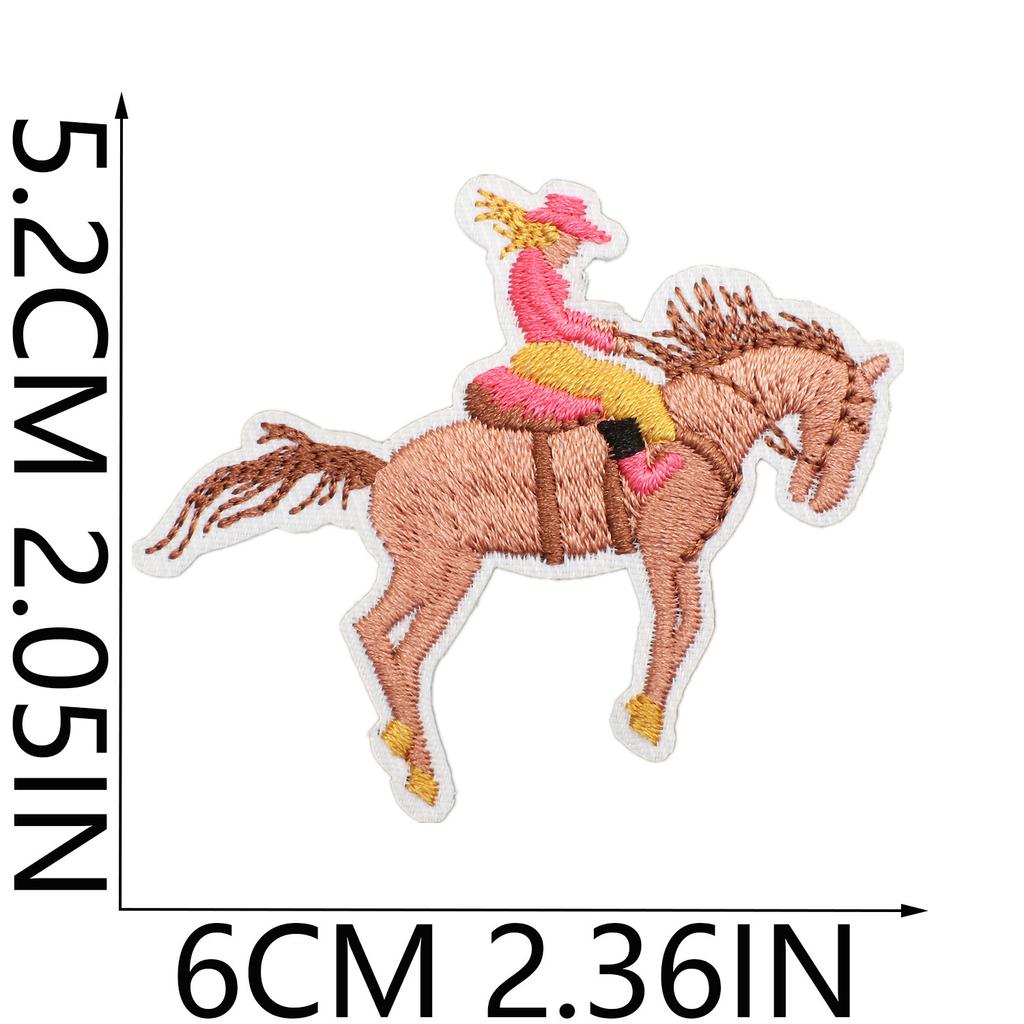 Pink Girl Embroidery Cloth Sticker Western Denim Series Patch Sticker Western Regions Desert Fire Computer Embroidery Label Ironing