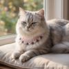 Sweet Cat Dog Necklace With Imitation Pearl Beads Adjustable Pet Collar Charm Girls Princess Style