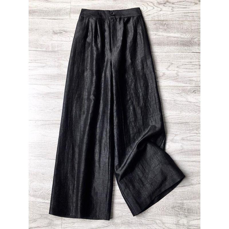 

Detection ~ Counter Withdrawal Foreign Trade Women s Clothing Heavy Weight Real Silk Gambiered Guangdong Silk Elastic Waist Fashion Casual Loose Pants Black L 45.00 kg-55.00 kg
