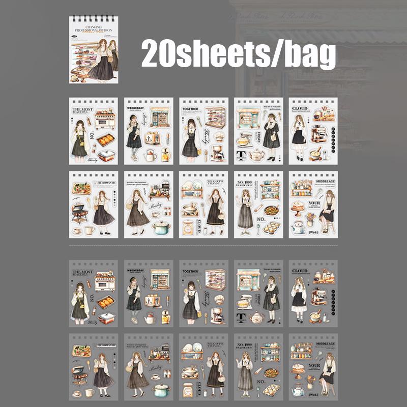 20Sheets/bag Career Sticker Book Collage Account Hand Decoration For Office Photo Frames Cup Stationery Box Diary Back To School