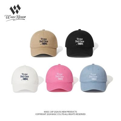 Retro Small Letter Baseball Hat Women's Spring and Autumn Soft Top Curved Brim Hat Summer Versatile Big Head Circumference Peaked Cap Men