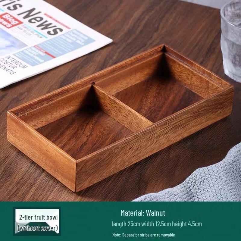Walnut Wood Double Compartment Snack Tray