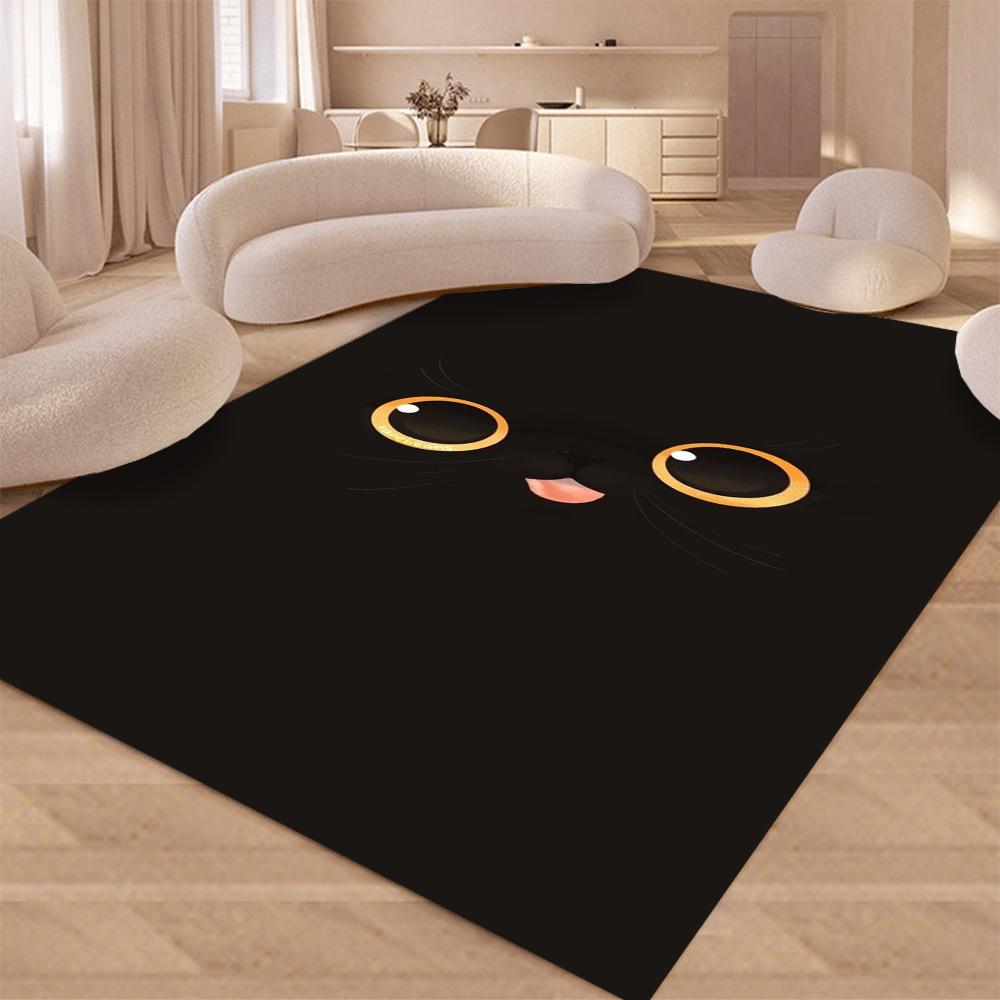 Cute Black Cat Carpet Living Room Decorative Bedside Bedroom Children's Crawling Mat Carpet Floor Mat Bedside Rugs Gift