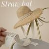 Trendy Summer Handmade Wide-Brimmed Flat-Brimmed Sunshade Sun Protection Vacation Travel Beach Straw Hat for Women