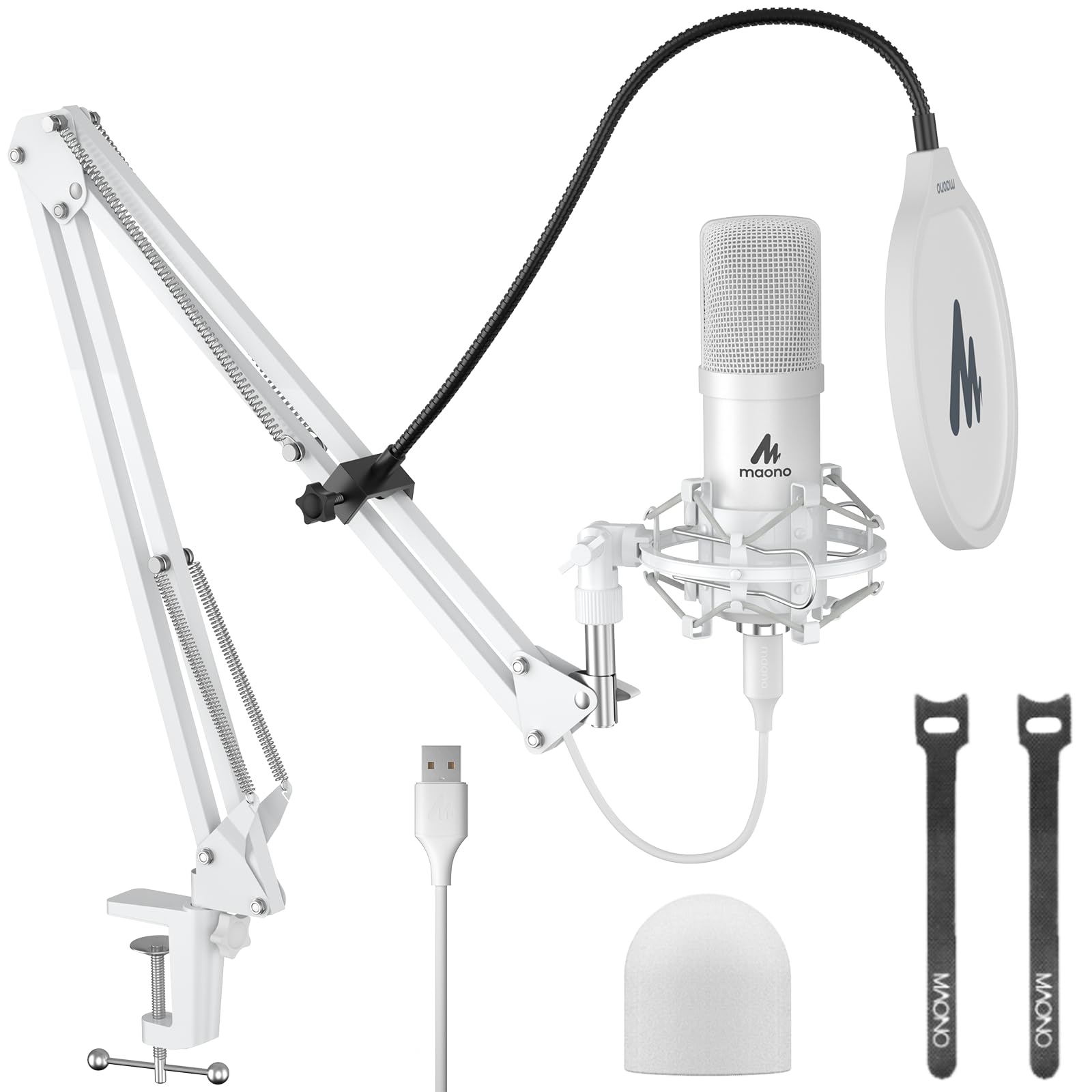 

MAONO USB Microphone, Condenser Microphone, PC Microphone Set with Arm Stand, for Recording, Live Broadcasting, YouTube, Game Commentary, Working from