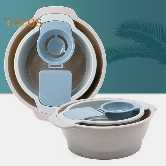 Stackable Flour Sieve Set 4-Piece Multifunctional Kitchen Baking Tools Including Fine Mesh Sifter Egg White Separator & Flour Scraper Portable Pollen