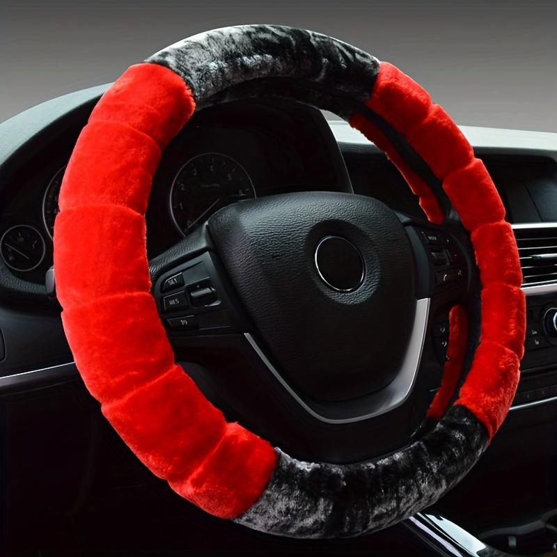 D-Type O-Type Winter Warm Steering Wheel Cover Short Plush Non-Slip Car Steering Wheel Cover for Cold Weather