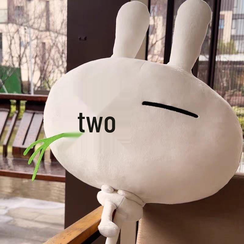 Adorable TUSKI Plush Toy: Playful Rabbit Holding Grass Cushion - Perfect Gift Pillow Doll
