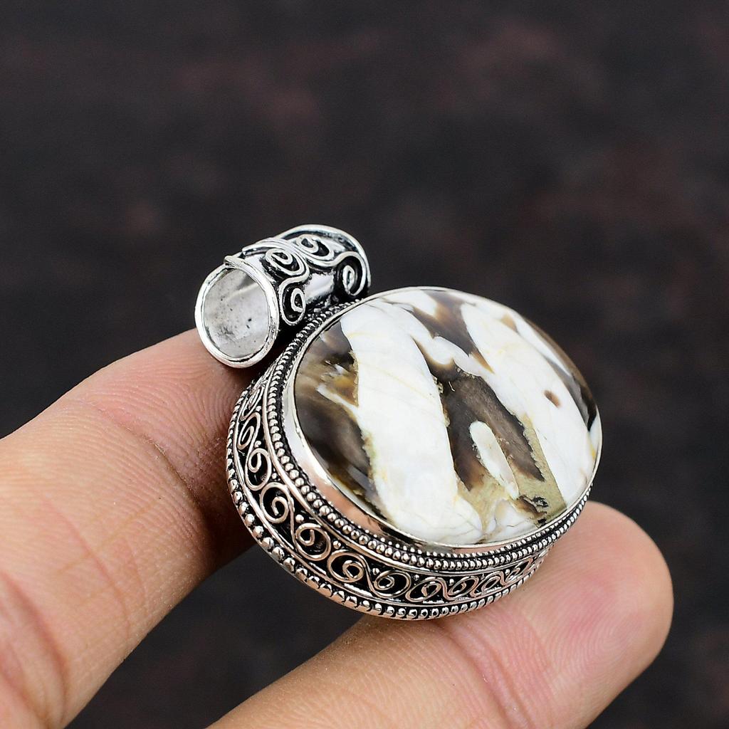 Peanut Wood Jasper Gemstone Pendant 925 Sterling Silver Pendant Handmade Pendant Silver Jewelry For Gift Vintage Pendant Birthstone Pendant