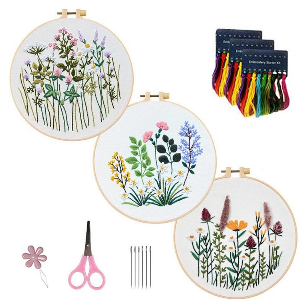 

ideamall Embroidery Kit Cross Stitch for Beginners, Flowers, Hobbies, Crafts, Sewing (Flower Type A)