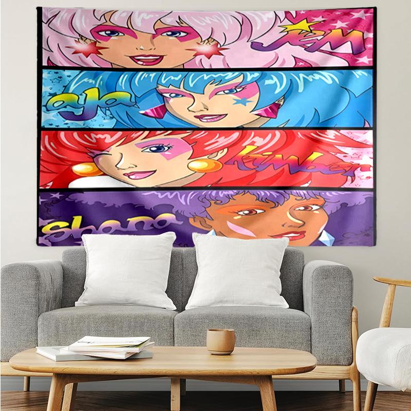 Jem Anime Characters Quick-Dry Tapestry Hanging for Bedroom,Livingroom, Playroom,Decor Art Room Wall Tapestry Holiday and Birthday Gifts