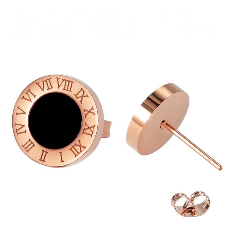 Klassische Mode 18K Gold Titanstahl einfache römische Ziffern runde Ohrstecker für Männer und Frauen 2025 neue Ohrringe