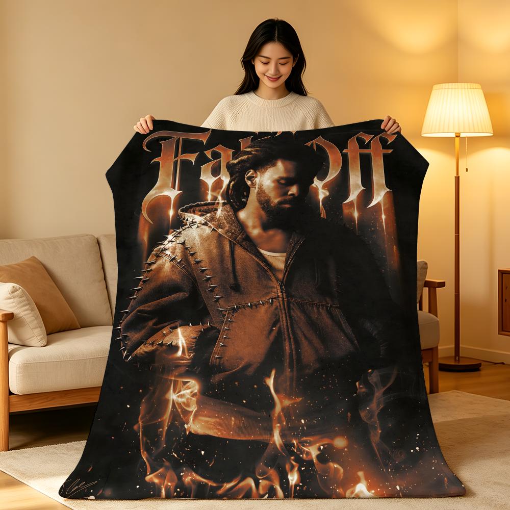 Music J-J.Cole Throw High-Density Short Plush Blanket Soft Skin-Friendly for Sofa Nap Air-Conditioned Room