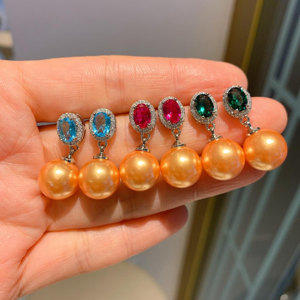 Huayei Jewelry Tiktok New Pearl Stud Pearl Inlaid Gemstone Pearl