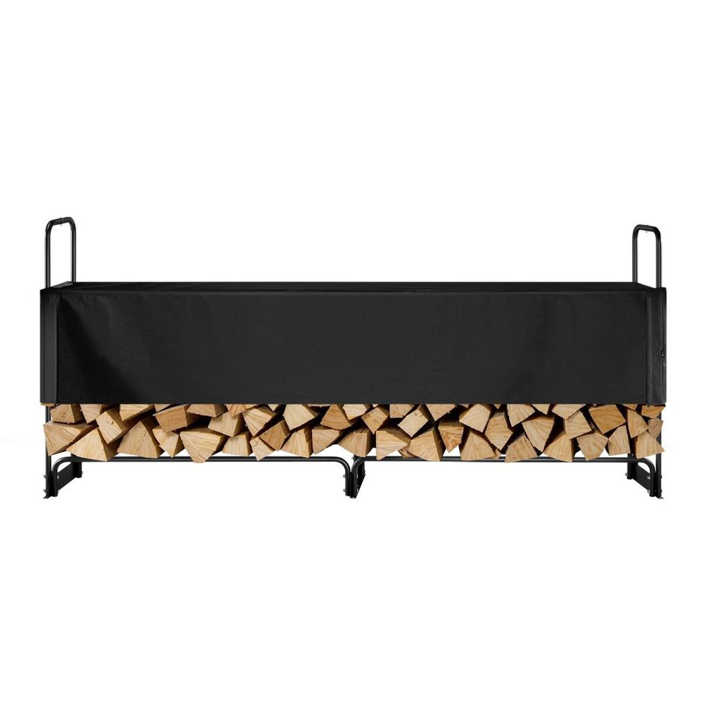 8.5FT Outdoor Firewood Rack with Cover, 102x14.2x46.1 in, Heavy Duty Firewood Holder & 600D Oxford Waterproof Cover for Fireplace, Patio,