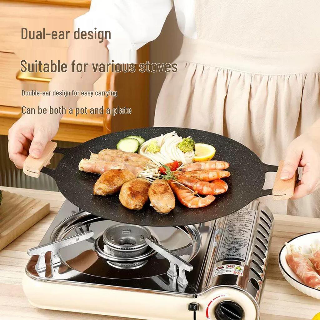 Maifan Stone Korean BBQ & Teppanyaki Grill Pan for Outdoor Use