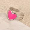 Europeisk och amerikansk oljedroppande rostfritt stål hjärtformad öppen ring Fransk retro pekfingerring