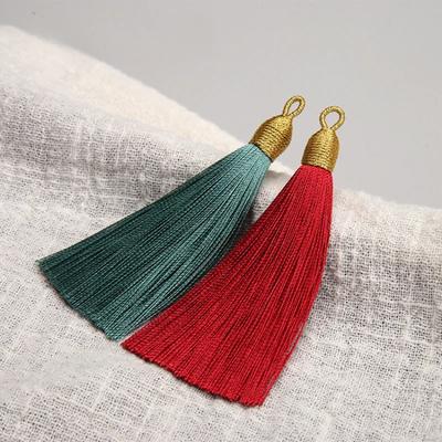 5pcs Beautiful Colorful Tassels 8cm Polyester Thread Tassels Gold Color Top Ornament Bookmark Folding Fan Accessories