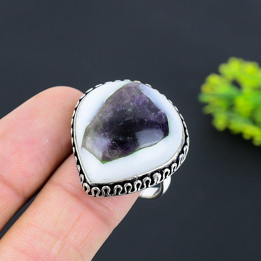 Super Amethyst 23 Gemstone 925 Sterling Silver Gift Jewelry Ring Size 11
