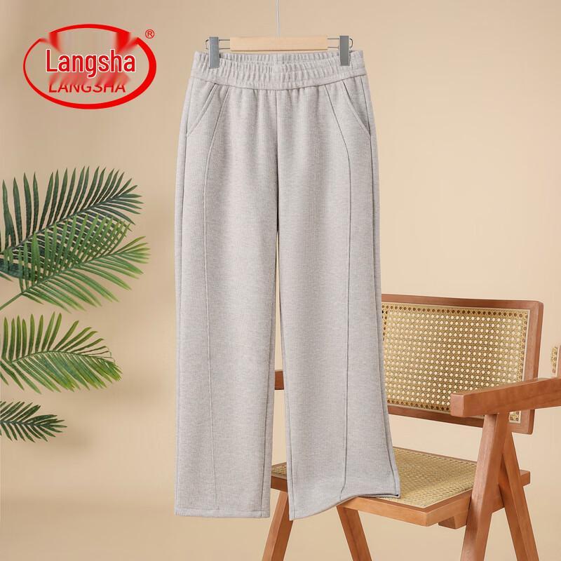 LangSha Mid-Aged Women s Elastic High Waist Straight Casual Pants 2XL