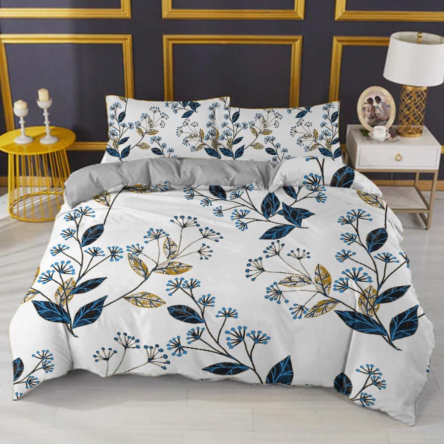 Pflanze Bambus Bettbezug KingQueen Größe Grünes Bambusblatt Zweigmuster Druck Bettwäsche Kollektion Weich 23 Teile Polyester Deckenbezug