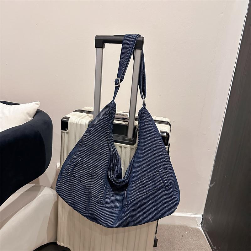 

Casual Solid Denim Large Capacity Shoulder Bags Simple Fashion Versatile Commute Tote Bags for Women 48cm 8cm 36cm